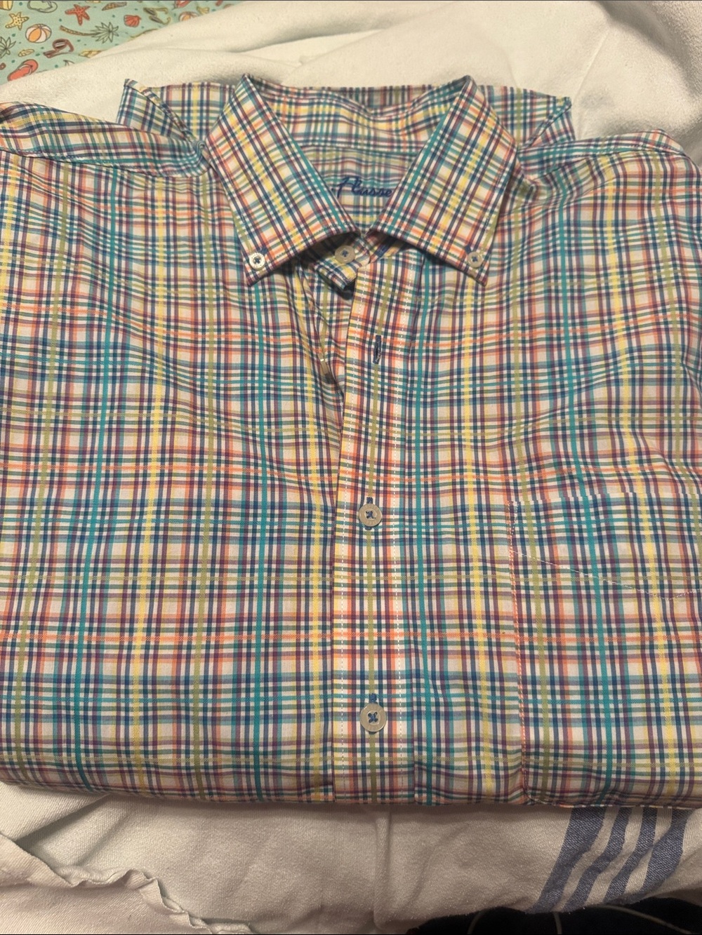 Alan Flusser Multicolor Plaid Button-Down Shirt (Blue, Red, Yellow)